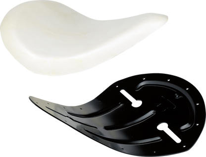 Biltwell Slimline Pan Seat with foam, motorcycle seat designed for custom bikes, featuring a sleek uncovered pan style.