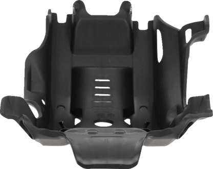 Black ACERBIS skid plate for KTM 250/350 SX-F 2023 motorcycle, mounted on the body for protection.