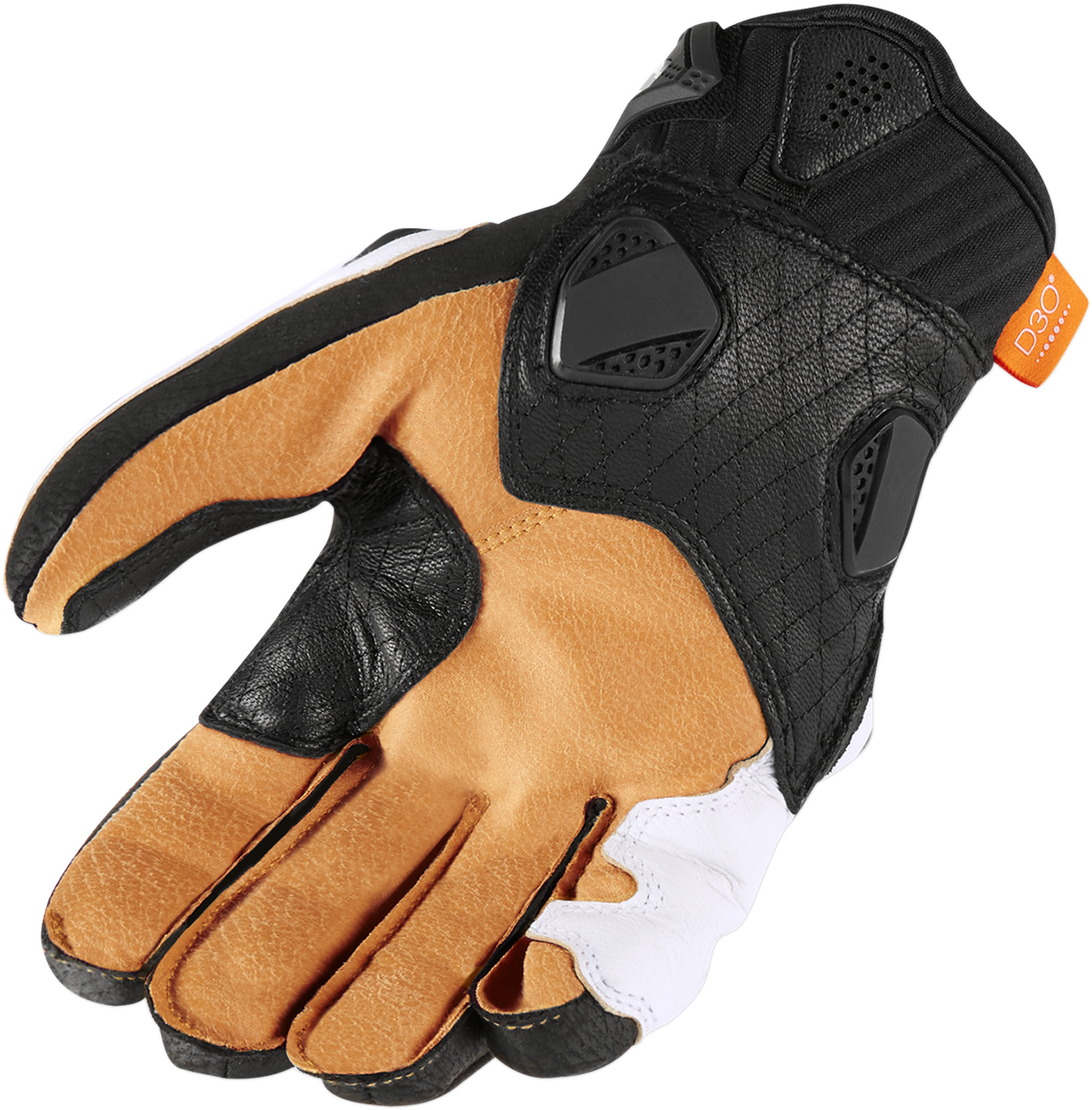 ICON Hypersport™ short gloves in white, size XL, featuring protective padding and a sleek design for motorcycling safety.