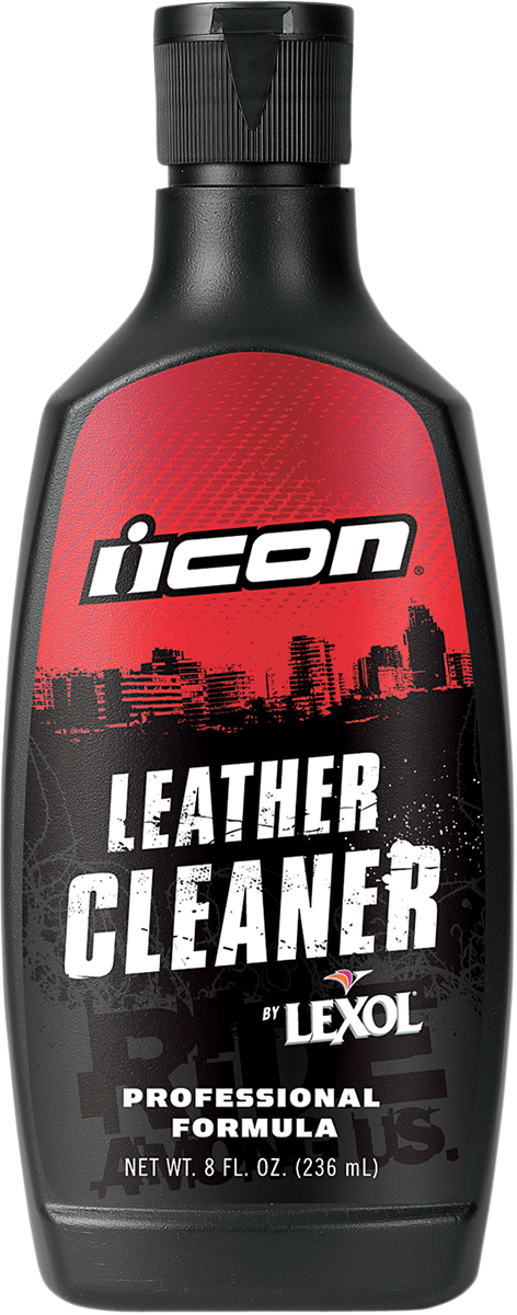 ICON Leather Cleaner in an 8 fl oz bottle, designed for cleaning and maintaining leather surfaces.