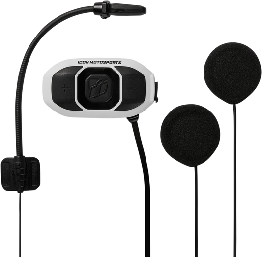 ICON Communicator 4402-0779 Bluetooth headset with RideConnected integration, featuring compact design and Bluetooth v4.1 connectivity.