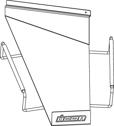 ICON Slatwall helmet display shelf right-hand part 9903-0495 for organizing and showcasing helmets on slatwall panels.