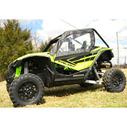 Seizmik Honda Talon soft doors with zippers for 2019-2024 UTVs, weatherproof enclosures with visible zippers and sturdy construction.