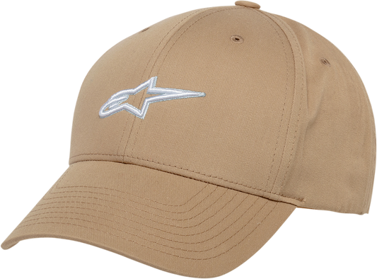 Sand-colored AlpinesStars Alpha Hat, one size, casual style with embroidered logo, shown from front view.