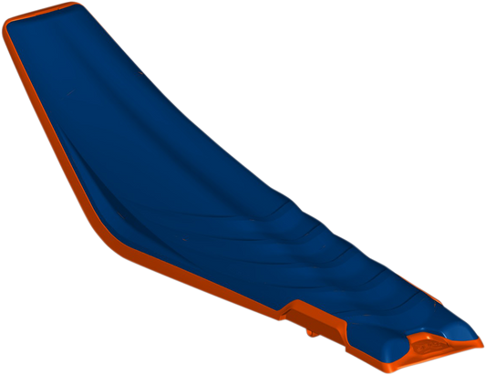 ACERBIS X-Seat Air motorcycle body in blue and orange, designed for KTM bikes, with sleek, aerodynamic styling.
