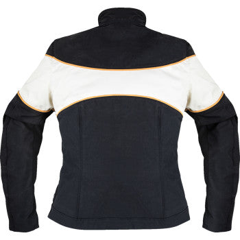 Black ICON Women's Hella 4™ jacket in medium size, displayed on a hanger with visible zipper and collar details.