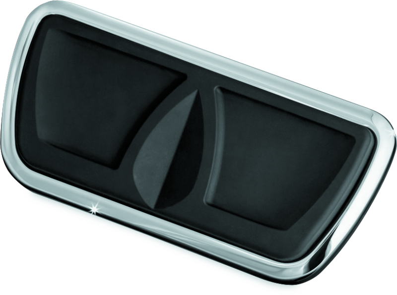 Chrome Kuryakyn Kinetic Brake Pedal Pad for Harley Davidson Touring models, featuring sleek design and durable construction.