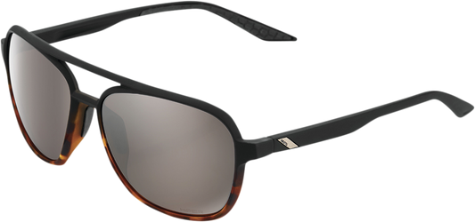 100% Kasia Sunglasses - Black - Silver Mirror 61042-404-01 - Howling Moto