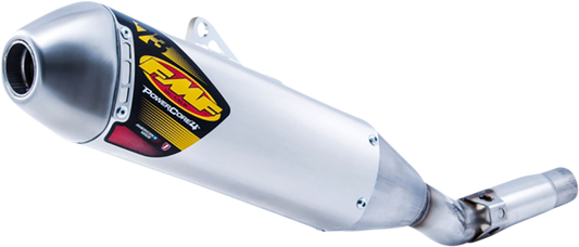 FMF Powercore 4 exhaust with spark arrestor, motorcycle slip-on muffler, shown with part number 043376