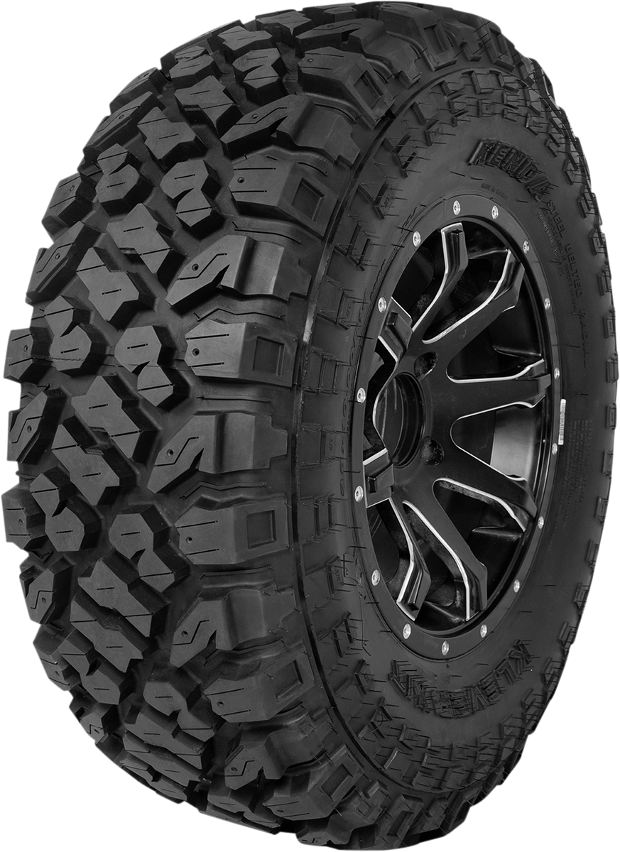 Kenda Klever X/T 28x10R14 all-terrain UTV tire with 8-ply construction and rugged tread pattern, suitable for off-road use