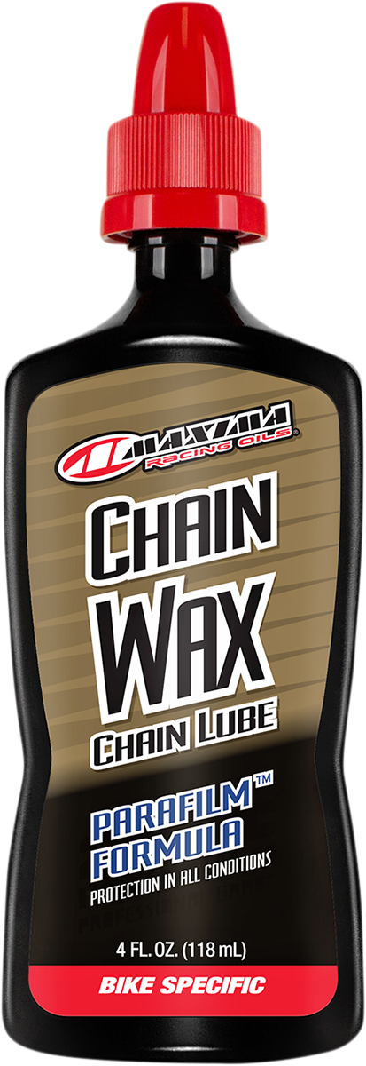 MAXIMA RACING OIL Parafilm™ Chain Wax for bicycle chains, shown in container with applicator brush.