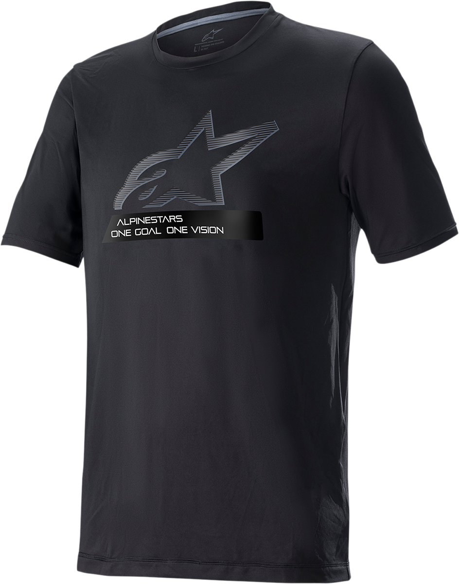 Black ALPINESTARS Ageless V3 Tech T-Shirt in large size, featuring the brand logo on the front against a plain background.