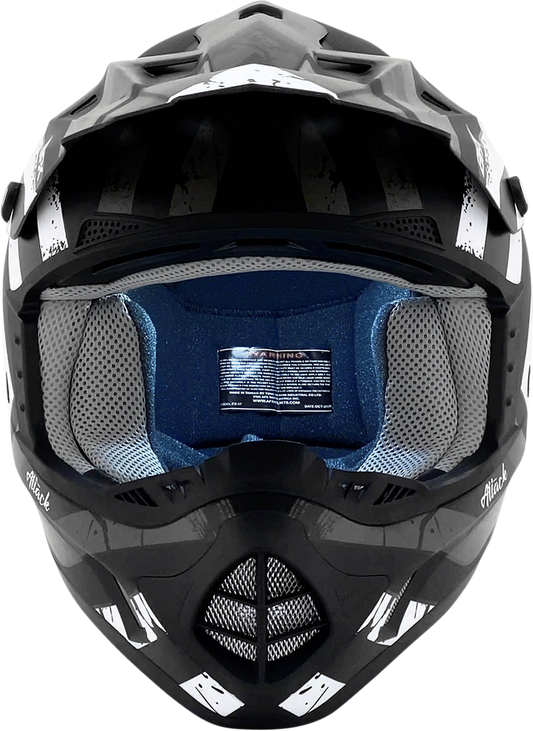 Bill's Exhausts AFX FX-17 Attack helmet in matte black and silver, medium size, showing front view with sleek design.