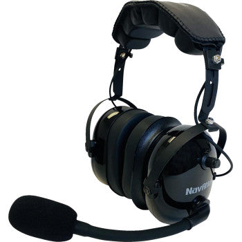 Bill's Exhausts NAVATLAS black over-the-head stereo and VOX headset with adjustable headband and padded ear cups.