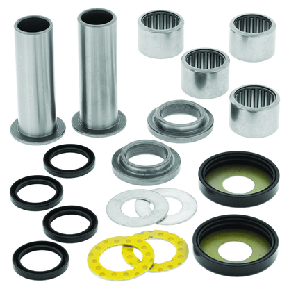 QuadBoss swingarm repair kit for Suzuki LT-R450 motorcycle, showing repair components and hardware for suspension maintenance.