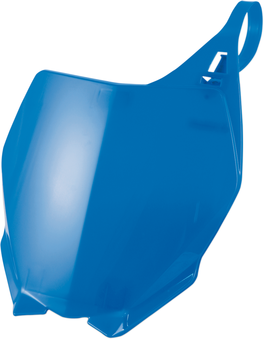 Acerbis blue front number plate for Yamaha YZ125/250 motocross bikes, designed for durability and clear number display.