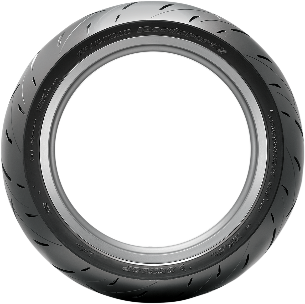 DUNLOP Roadsport 2 rear motorcycle tire, 190/55ZR17, high-performance tire with tread pattern for sporty riding.