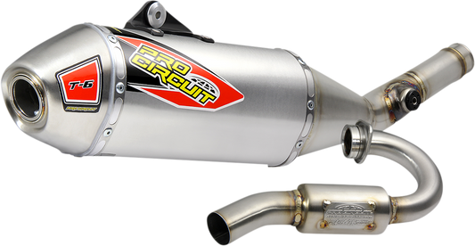 Stainless steel PRO CIRCUIT T-6 Exhaust for enhanced motorcycle performance and durability, shown in the image.
