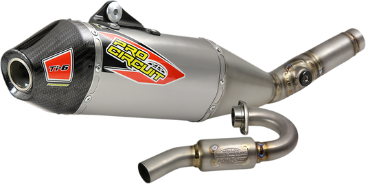 Pro Circuit Ti-6 exhaust system for motorcycles, featuring titanium construction and polished finish.