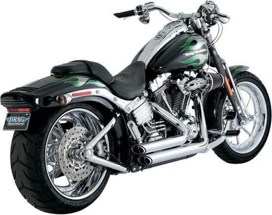 VANCE & HINES Shortshots Staggered Chrome Exhaust System for motorcycles, showcasing sleek chrome finish and staggered pipe design.
