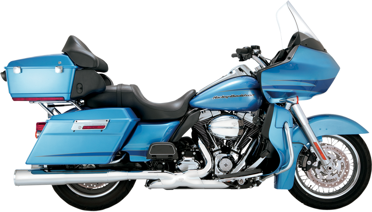 VANCE & HINES Hi Output Chrome Motorcycle Mufflers for high-performance motorcycles, shiny chrome finish, with dual exhaust tips.