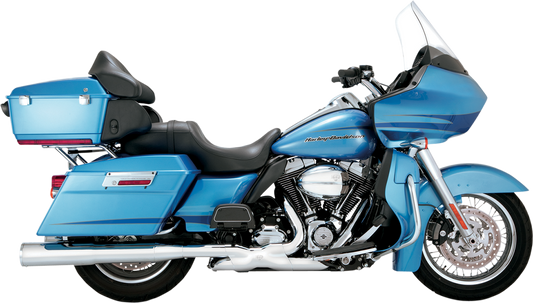 VANCE & HINES Hi Output Chrome Motorcycle Mufflers for high-performance motorcycles, shiny chrome finish, with dual exhaust tips.