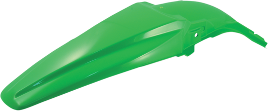Green Acerbis rear fender for motocross bikes, designed to fit various models, with a durable body and vibrant green color.