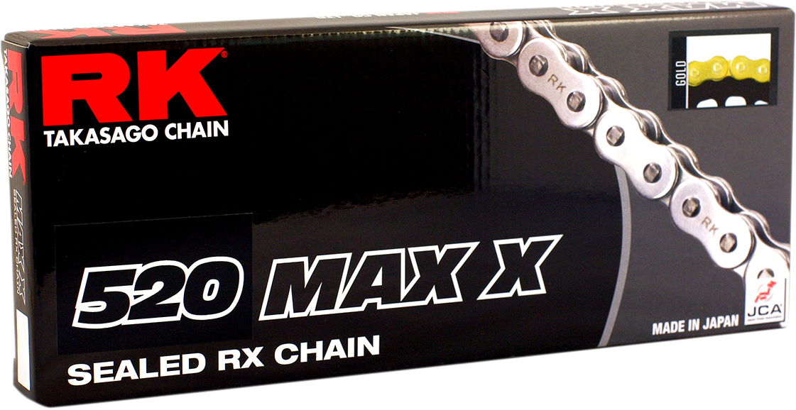 RK 520 Max-O connecting link with clip in gold, durable metal hardware for secure chain connections
