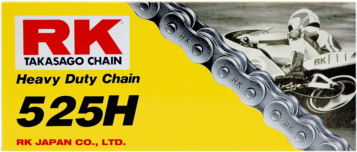 RK heavy-duty chain clip connecting link M525H-CL, showing the metal clip with a secure latch for chain connection.