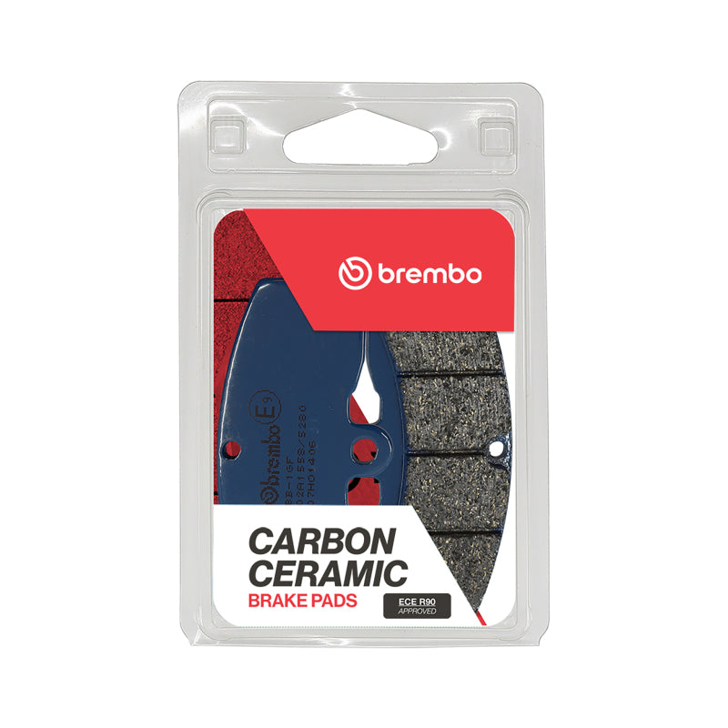 Brembo OE Powersports front brake pad for Honda VT F 250cc motorcycle (1983-1987), showing the brake pad with metal backing and friction material.
