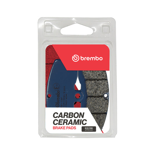 Brembo OE Powersports front brake pad for Honda VT F 250cc motorcycle (1983-1987), showing the brake pad with metal backing and friction material.