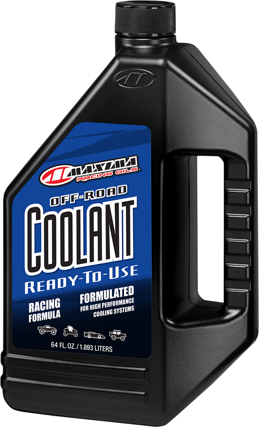 MAXIMA RACING OIL Offroad Coolant in a 64 fl oz bottle, designed for off-road vehicle cooling systems.