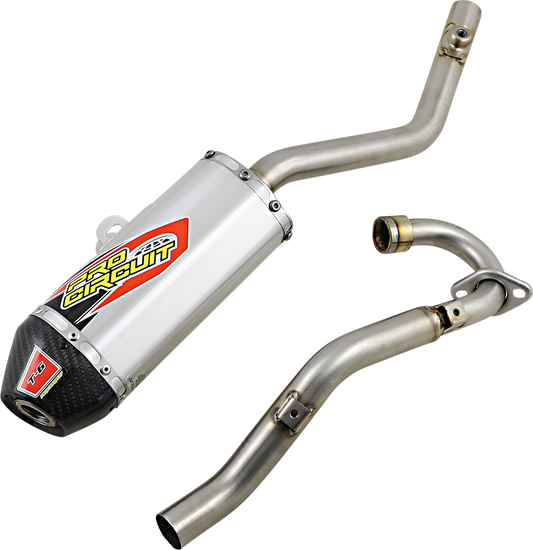 Pro Circuit T-6 exhaust system for AMA Supercross and Motocross bikes, showing the sleek metallic design and branding details.
