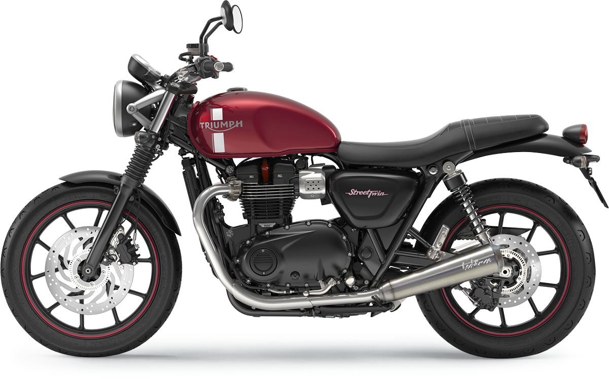 Open box Leovince Classic Racer dual mufflers for Street Twin 2016-2018 motorcycle, stainless steel exhaust system by Bill's Exhausts.