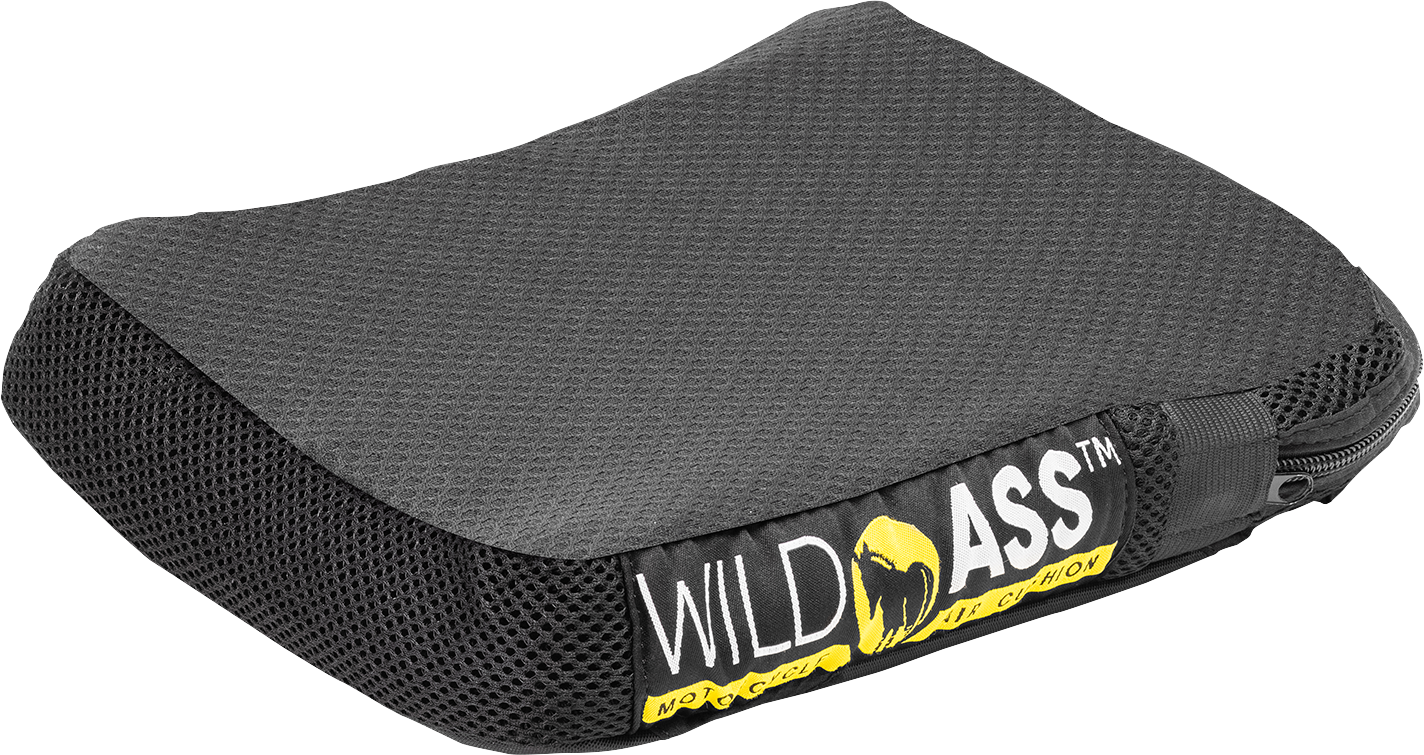 Black WILD ASS Cushion Air Seat Pillion Classic motorcycle seat by Bill's Exhausts, shown in black with textured surface.