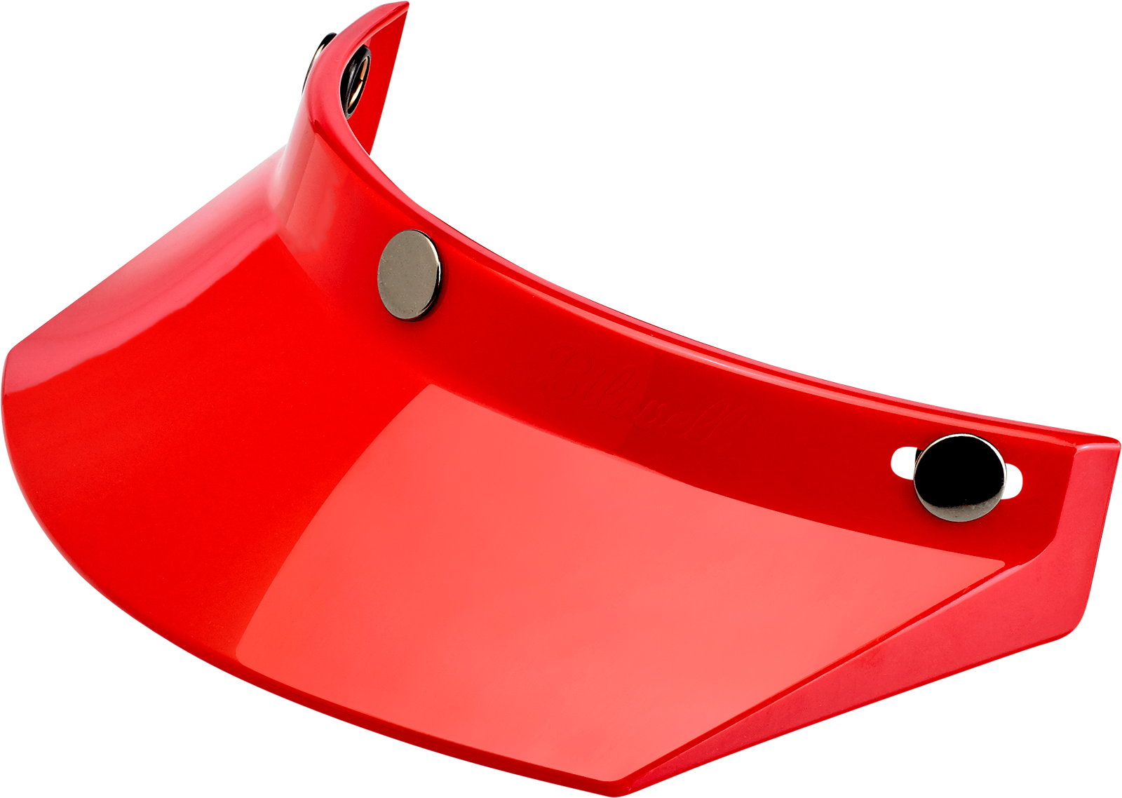Red BILTWELL Moto 3-Snap Visor for helmets, compatible with 2002-563 models, designed for motorcycle helmet protection.