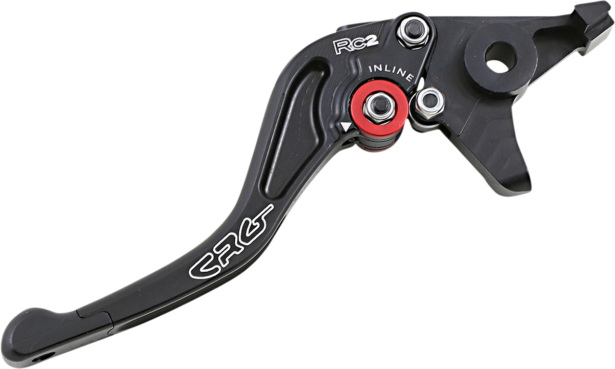 CRG RC2 Shorty Brake Lever in black, made from precision-machined 6061-T6 aluminum, designed for motorcycle braking systems.