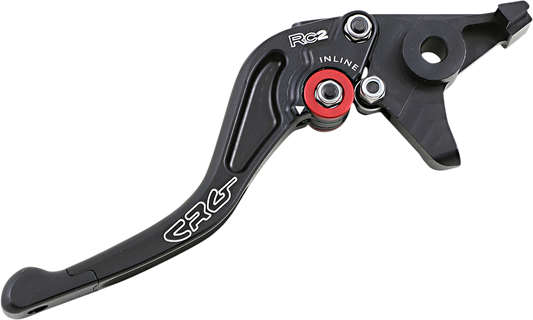 CRG RC2 Shorty Brake Lever in black, made from precision-machined 6061-T6 aluminum, designed for motorcycle braking systems.