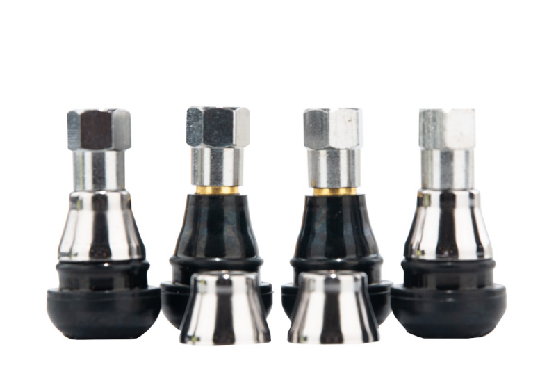 QuadBoss TR412C chrome valve set for powersports vehicles, featuring durable metal valves with chrome finish.