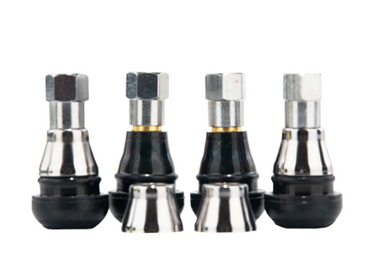 QuadBoss TR412C chrome valve set for powersports vehicles, featuring durable metal valves with chrome finish.