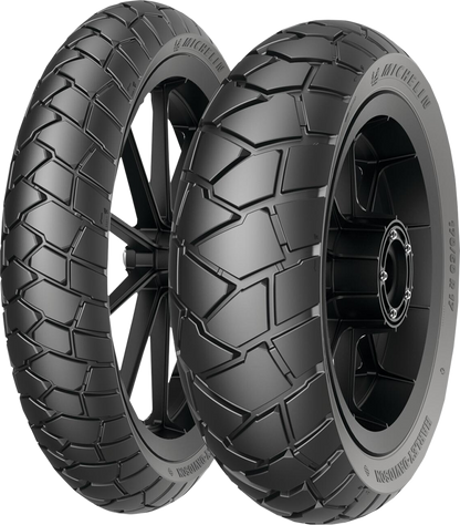 Michelin Scorcher Adventure rear motorcycle tire 170/60R17 with 72V rating, designed for off-road and adventure riding.