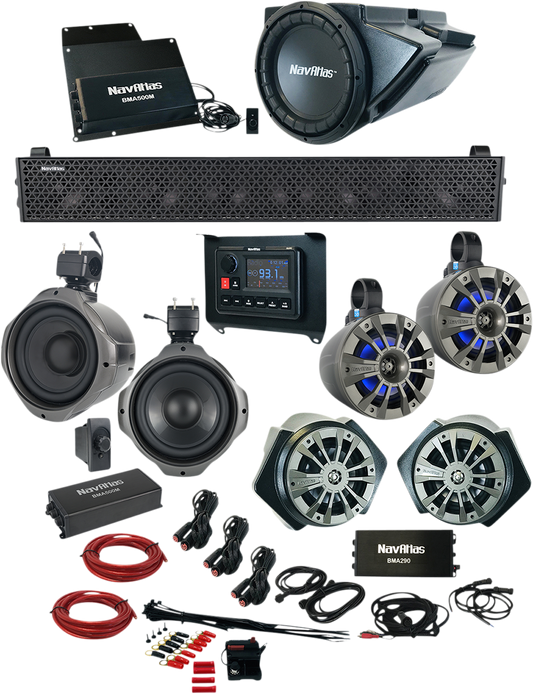 Bill's Exhausts NAVATLAS Zone 6 Turbo RZR1 audio speakers installed in a vehicle for enhanced sound system performance.