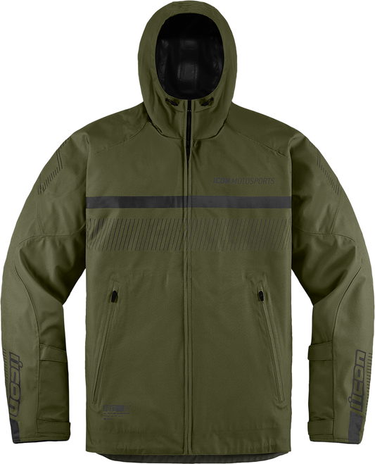 Bill's Exhausts ICON PDX3™ Olive Jacket in 2XL, front view showing durable fabric and classic jacket design.