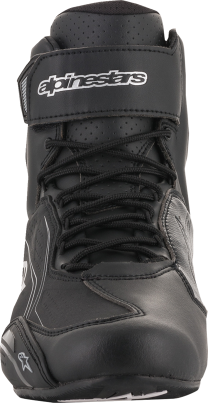 Alpinestars Stella Faster-3 black and silver shoes, US size 8, featuring sporty design and durable construction.