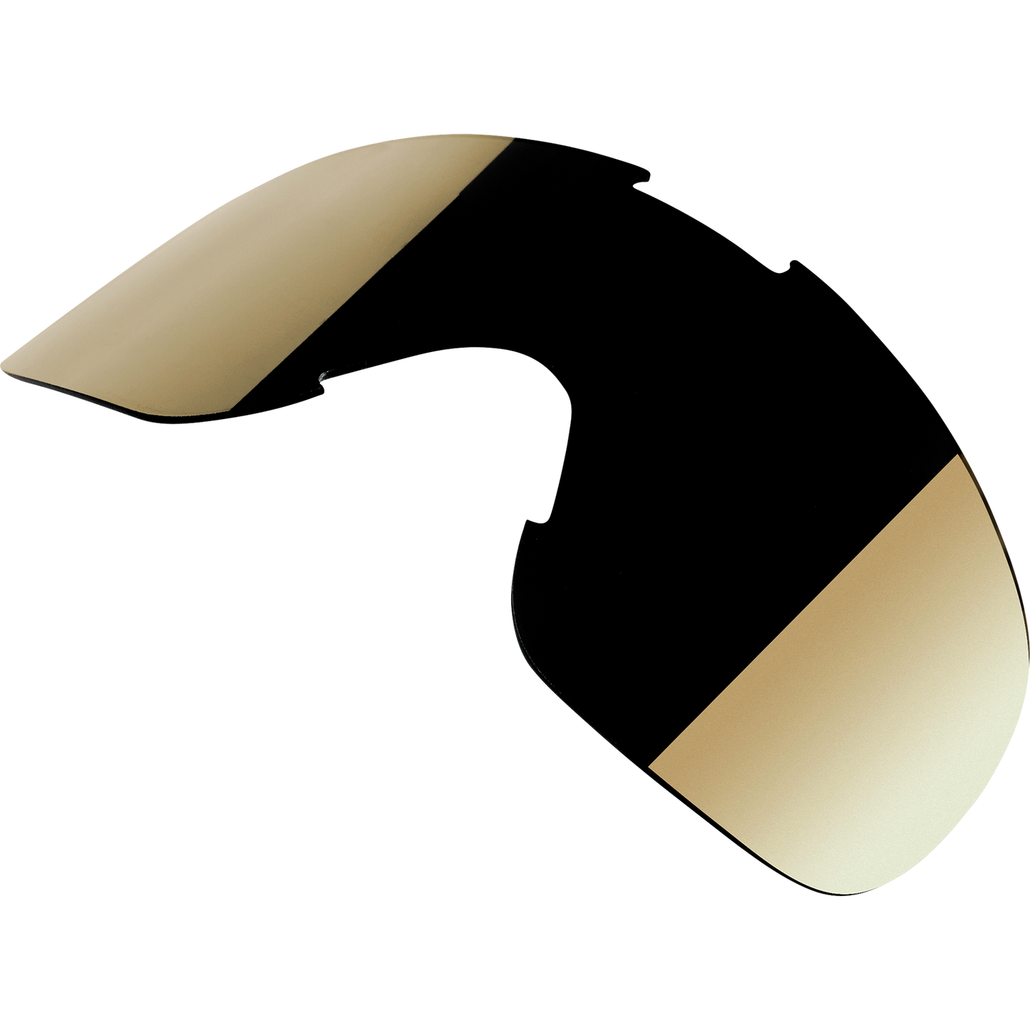 Bill's Exhausts BILT WELL Overland Goggle Lens in gold with smoke mirror finish, showcasing reflective, tinted motorcycle goggle lens.