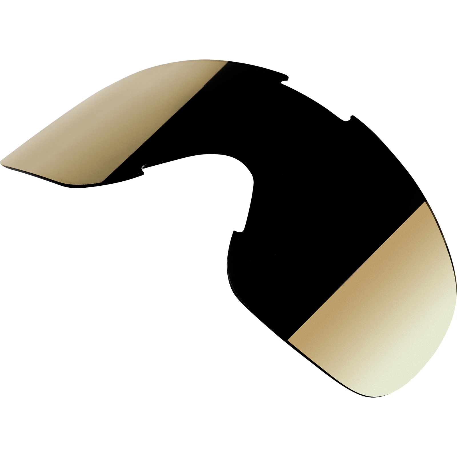 Bill's Exhausts BILT WELL Overland Goggle Lens in gold with smoke mirror finish, showcasing reflective, tinted motorcycle goggle lens.
