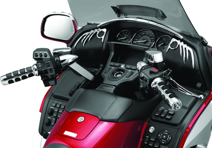 Kuryakyn ISO heated chrome grips for Honda GL1800 motorcycle with textured rubber surfaces and chrome finish.