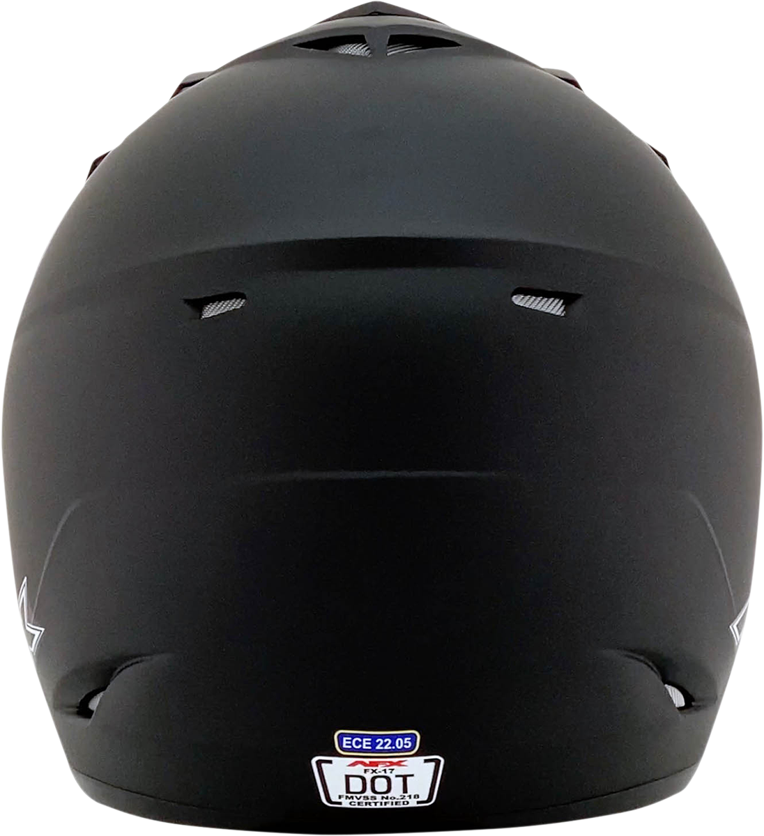 Matte black AFX FX-17 helmet in XS size showing sleek helmet design and matte finish, ideal for motorcycle riders.