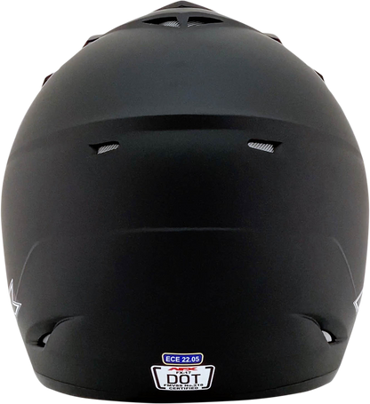Matte black AFX FX-17 helmet in XS size showing sleek helmet design and matte finish, ideal for motorcycle riders.