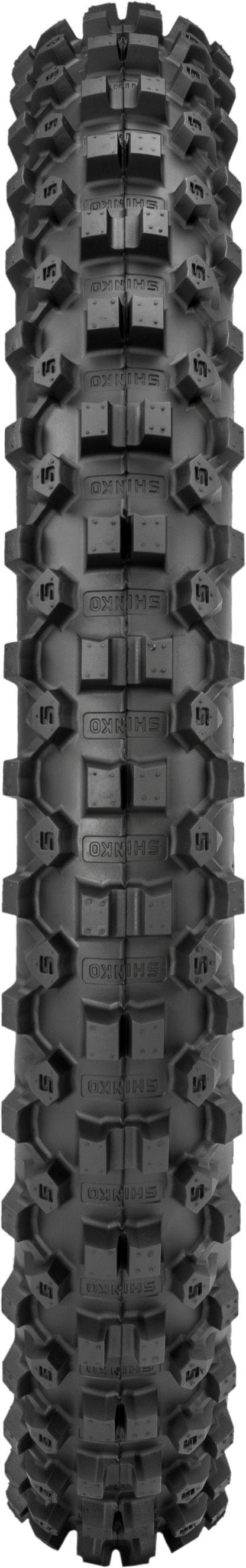 SHINKO 216MX Series front tire 90/90-21 54R bias TT for offroad and enduro motorcycles, rugged tread pattern for extreme terrain.